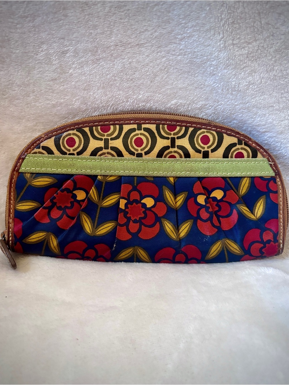 Fossil Floral Zip Around Wallet Multicolor Print Organizer Checkbook Clutch